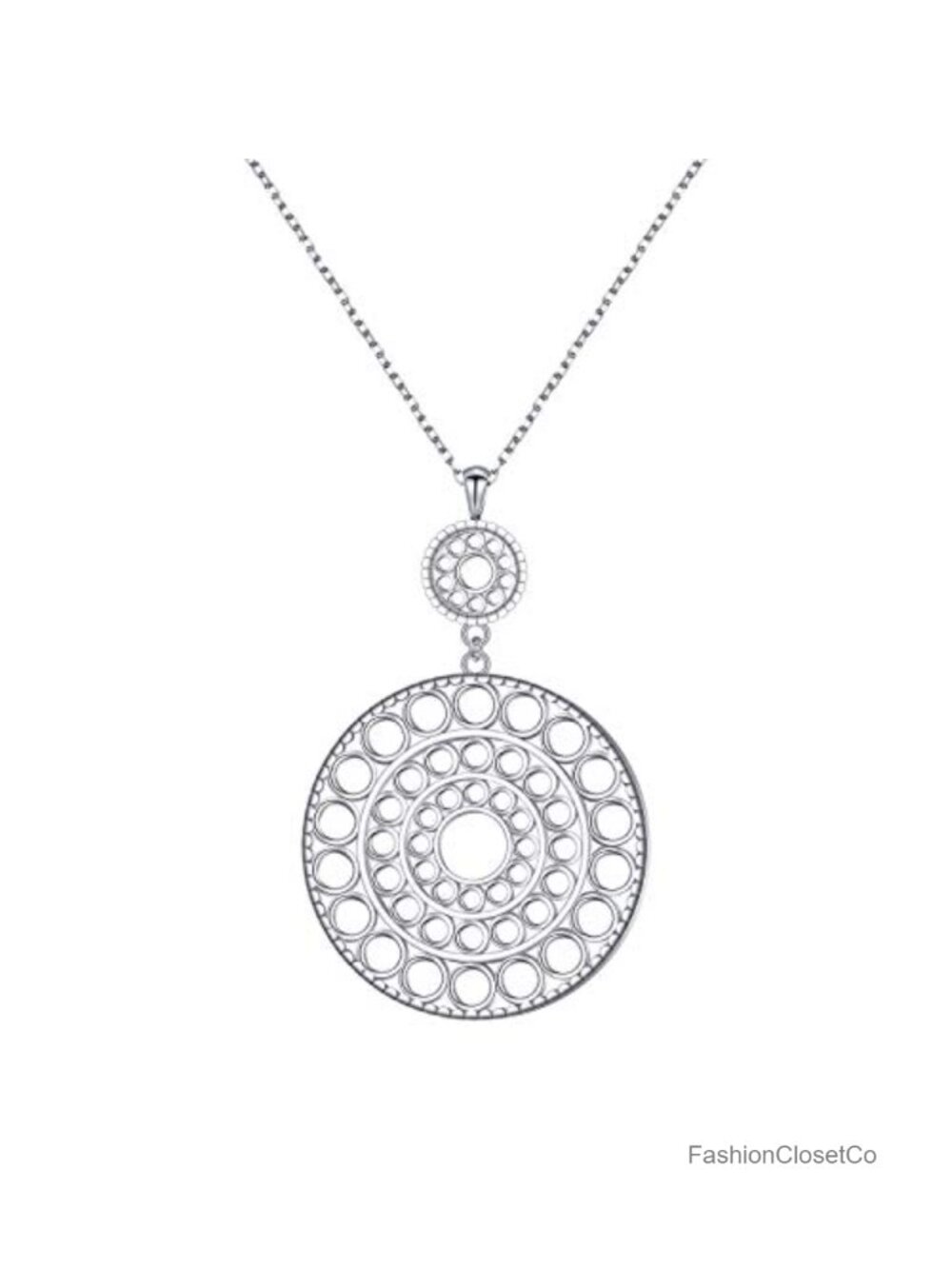 S925 Sterling Silver Long Chain Necklace Statement Pendant Fringe Jewelry Gift
